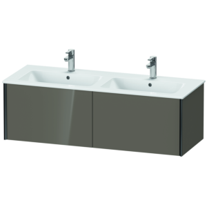 XViu Duravit vasque XV40290B289 128x48x40cm, 2 coulissants, suspendu, noir mat, gris flanelle brillant