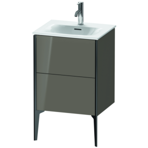 Duravit XViu Waschtisch-Unterschrank XV40690B289 51x42x59,1cm, 2 Auszüge, schwarz matt, flannel grey hochglanz