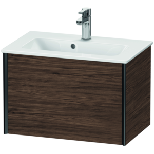 Meuble vasque compact Duravit XViu XV40780B221 61 x 39 x 40 cm, noyer foncé, 1 tiroir, fixation murale, noir mat