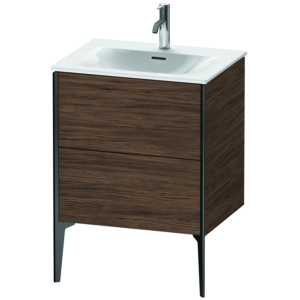 Meuble vasque Duravit XViu XV43000B221 61 x 48 x 59,1 cm, noyer foncé, 2 tiroirs, noir mat