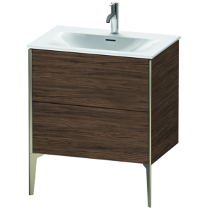 XViu Duravit vasque XV43010B121 71 x 59, 2000 x 48 cm, noyer foncé, 2 coulissants, champagne mat