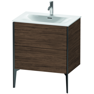 XViu Duravit vasque XV43010B221 71 x 59, 2000 x 48 cm, noyer foncé, 2 coulissants, noir mat