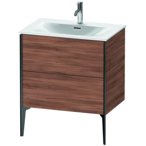 Meuble-lavabo Duravit XViu XV43010B279 71 x 48 x 59,1 cm, noyer naturel, 2 tiroirs, noir mat