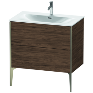 XViu Duravit vasque XV43020B121 81 x 59, 2000 x 48 cm, noyer foncé, 2 coulissants, champagne mat