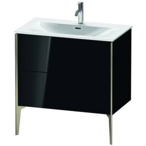 Duravit XViu Waschtisch-Unterschrank XV43020B140 81 x 59,1 x 48 cm, schwarz hochglanz, 2 Auszüge, champagner matt