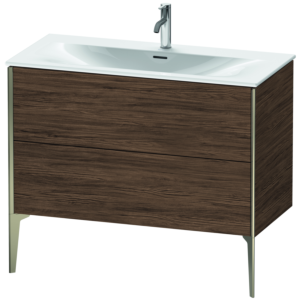 XViu Duravit vasque XV43030B121 101 x 59, 2000 x 48 cm, noyer foncé, 2 coulissants, champagne mat