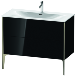 Duravit XViu Waschtisch-Unterschrank XV43030B140 101 x 59,1 x 48 cm, schwarz hochglanz, 2 Auszüge, champagner matt