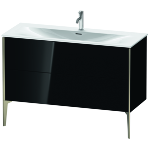 Duravit XViu Waschtisch-Unterschrank XV43040B140 121 x 59,1 x 48 cm, schwarz hochglanz, 2 Auszüge, champagner matt