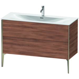 XViu Duravit vasque XV43040B179 121 x 59, 2000 x 48 cm, noyer naturel, 2 coulissants, champagne mat