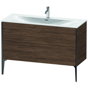 Duravit XViu Waschtisch-Unterschrank XV43040B221 121 x 48 x 59,1 cm, nussbaum dunkel, 2 Auszüge, schwarz matt