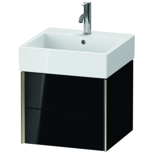 Duravit XViu vanity unit XV43330B140 48.4 x 39.7 x 45.4 cm, black high gloss, 2 drawers, matt champagne