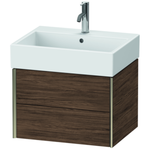 Duravit XViu Waschtisch-Unterschrank XV43340B121 58,4 x 39,7 x 45,4 cm, nussbaum dunkel, 2 Schubkästen, champagner matt