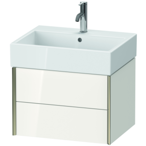 XViu Duravit vasque XV43340B122 58,4 x 39,7 x 45,4 cm, blanc brillant, 2 tiroirs, champagne mat