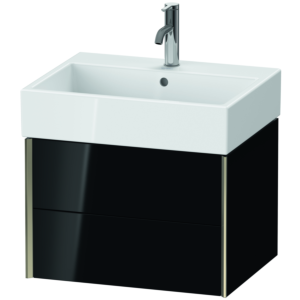 XViu Duravit vasque XV43340B140 58,4 x 39,7 x 45,4 cm, noir brillant, 2 tiroirs, champagne mat
