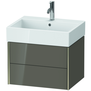 XViu Duravit vasque XV43340B189 58,4 x 39,7 x 45,4 cm, gris flanelle brillant, 2 tiroirs, champagne mat