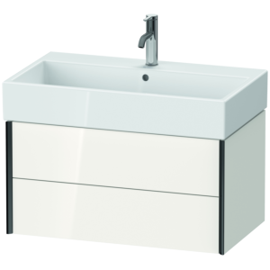 Duravit XViu Waschtisch-Unterschrank XV43360B222 78,4 x 39,7 x 45,4 cm, weiß hochglanz, 2 Schubkästen, schwarz matt