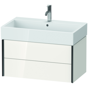 Duravit XViu Waschtisch-Unterschrank XV43360B285 78,4 x 39,7 x 45,4 cm, weiß hochglanz, 2 Schubkästen, schwarz matt