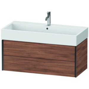 Duravit XViu Waschtisch-Unterschrank XV43370B279 98,4 x 39,7 x 45,4 cm, nussbaum natur, 2 Schubkästen, schwarz matt