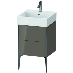 Duravit XViu vanity unit XV45330B289 48.4 x 49.3 x 45.4 cm, flannel gray high gloss, 2 pull-outs, matt black