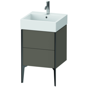 Duravit XViu Waschtisch-Unterschrank XV45330B290 48,4 x 49,3 x 45,4 cm, flannel grey seidenmatt, 2 Auszüge, schwarz matt