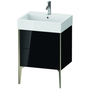 XViu Duravit vasque XV45340B140 58,4 x 49,3 x 45,4 cm, noir brillant, 2 coulissants, champagne mat