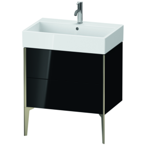 XViu Duravit vasque XV45350B140 68,4 x 49,3 x 45,4 cm, noir brillant, 2 coulissants, champagne mat