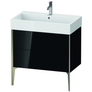 Duravit XViu Waschtisch-Unterschrank XV45360B140 78,4 x 49,3 x 45,4 cm, schwarz hochglanz, 2 Auszüge, champagner matt