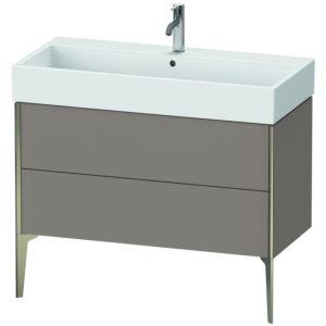 XViu Duravit vasque XV45370B143 98,4 x 49,3 x 45,4 cm, basalte mat, 2 coulissants, champagne mat