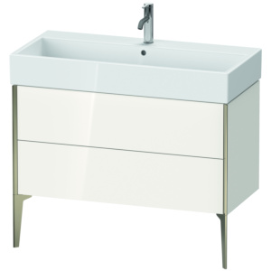 Duravit XViu vanity unit XV45370B185 98.4 x 49.3 x 45.4 cm, white high gloss, 2 pull-outs, matt champagne