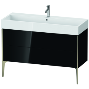 XViu Duravit vasque XV45380B140 118,4 x 49,3 x 45,4 cm, noir brillant, 2 coulissants, champagne mat