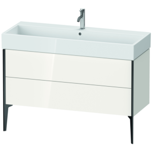 Duravit XViu Waschtisch-Unterschrank XV45380B222 118,4 x 49,3 x 45,4 cm, weiß hochglanz, 2 Auszüge, schwarz matt