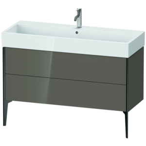 Duravit XViu vanity unit XV45380B289 118.4 x 49.3 x 45.4 cm, flannel gray high gloss, 2 pull-outs, matt black