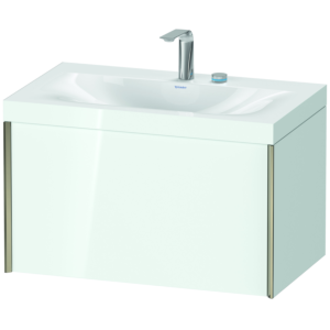 Duravit XViu Waschtisch-Unterschrank XV4610EB185C 80x48cm, 1 Auszug, 2 Hahnloch, champagner matt, Rahmen C, weiß hochglanz