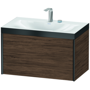 XViu Duravit vasque XV4610EB221P 80x48cm, 2000 , 2 trous pour robinetterie, noir mat, Cadres P, noyer foncé