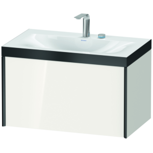 Duravit XViu vasque XV4610EB222P 80x48cm, 2000 , 2 trous pour robinetterie, noir mat, Cadres P, blanc brillant