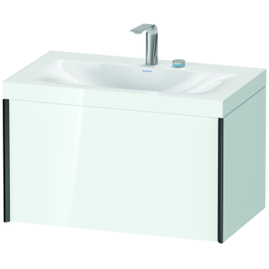 Duravit XViu vanity unit XV4610EB285C 80x48cm, 2000 pull-out, 2 tap holes, black matt, Rahmen C, white high gloss