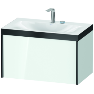 Duravit XViu vasque XV4610EB285P 80x48cm, 2000 , 2 trous pour robinetterie, noir mat, Cadres P, blanc brillant