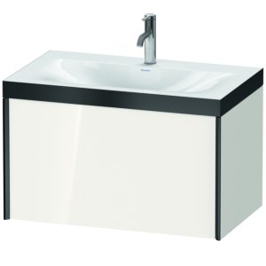 Duravit XViu vasque XV4610OB222P 80x48cm, coulissant 2000 2000 , noir mat, Cadres P, blanc brillant