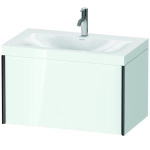 Duravit XViu vanity unit XV4610OB285C 80x48cm, 2000 pull-out, 2000 tap hole, black matt, Rahmen C, white high gloss