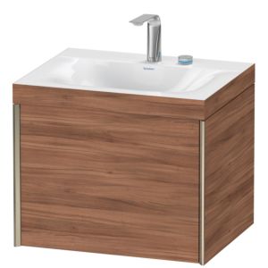 Duravit XViu vanity unit XV4609EB179C 60x48cm, 2000 pull-out, 2 tap holes, matt champagne, Rahmen C, natural walnut