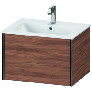 Duravit XViu Waschtisch-Unterschrank XV40250B279 61 x 40 x 48 cm, nussbaum natur, 1 Auszug, wandhängend, schwarz matt