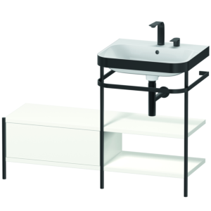 Duravit Happy D.2 Plus furniture washbasin combination HP4745E3636 120 x 49 cm, 2 tap holes, white satin finish, with metal console