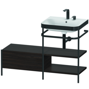 Combinaison lavabo pour meuble Duravit Happy D.2 Plus HP4745E6969 120 x 49 cm, 2 trous pour robinetterie, noyer brossé, avec console en métal