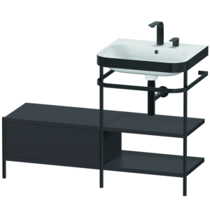 Duravit Happy D.2 Plus combinaison lavabo pour meuble HP4745E8080 120 x 49 cm, 2 trous pour robinetterie, graphite super mat, avec console en métal