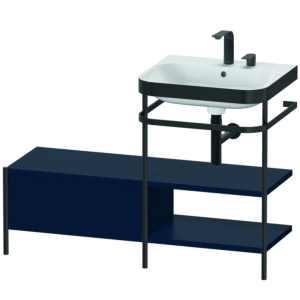 Combinaison lavabo pour meuble Duravit Happy D.2 Plus HP4745E9898 120 x 49 cm, 2 trous pour robinetterie, finition satinée bleu nuit, avec console en métal
