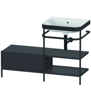 Duravit Happy D.2 Plus furniture washbasin combination HP4745N8080 120 x 49 cm, without tap hole, graphite super matt, with metal console