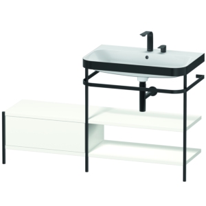 Combinaison de lavabo Duravit Happy D.2 Plus HP4747E3636 140 x 49 cm, 2 trous pour robinetterie, blanc , avec console en métal