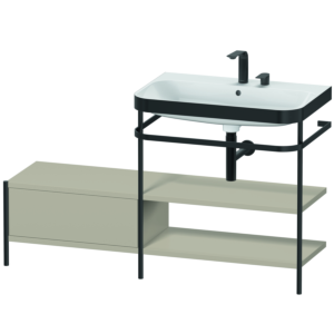 Combinaison lavabo Duravit Happy D.2 Plus HP4747E6060 140 x 49 cm, 2 trous pour robinetterie, finition taupe satiné, avec console en métal