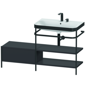 Duravit Happy D.2 Plus combinaison lavabo pour meuble HP4747E8080 140 x 49 cm, 2 trous pour robinetterie, graphite super mat, avec console en métal