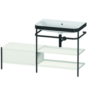 Combinaison lavabo pour meuble Duravit Happy D.2 Plus HP4747N3939 140 x 49 cm, sans trou pour robinet, blanc , avec console en métal
